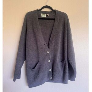 Vintage Separate Issue Gray Oversized Knit Cardigan Dark Academia M Preppy